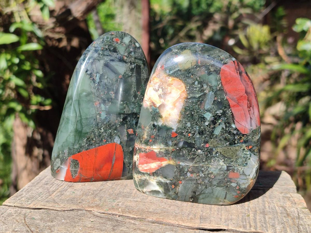 Polished Bloodstone Standing Display Pieces x 3 From Swaziland - Toprock Gemstones and Minerals 