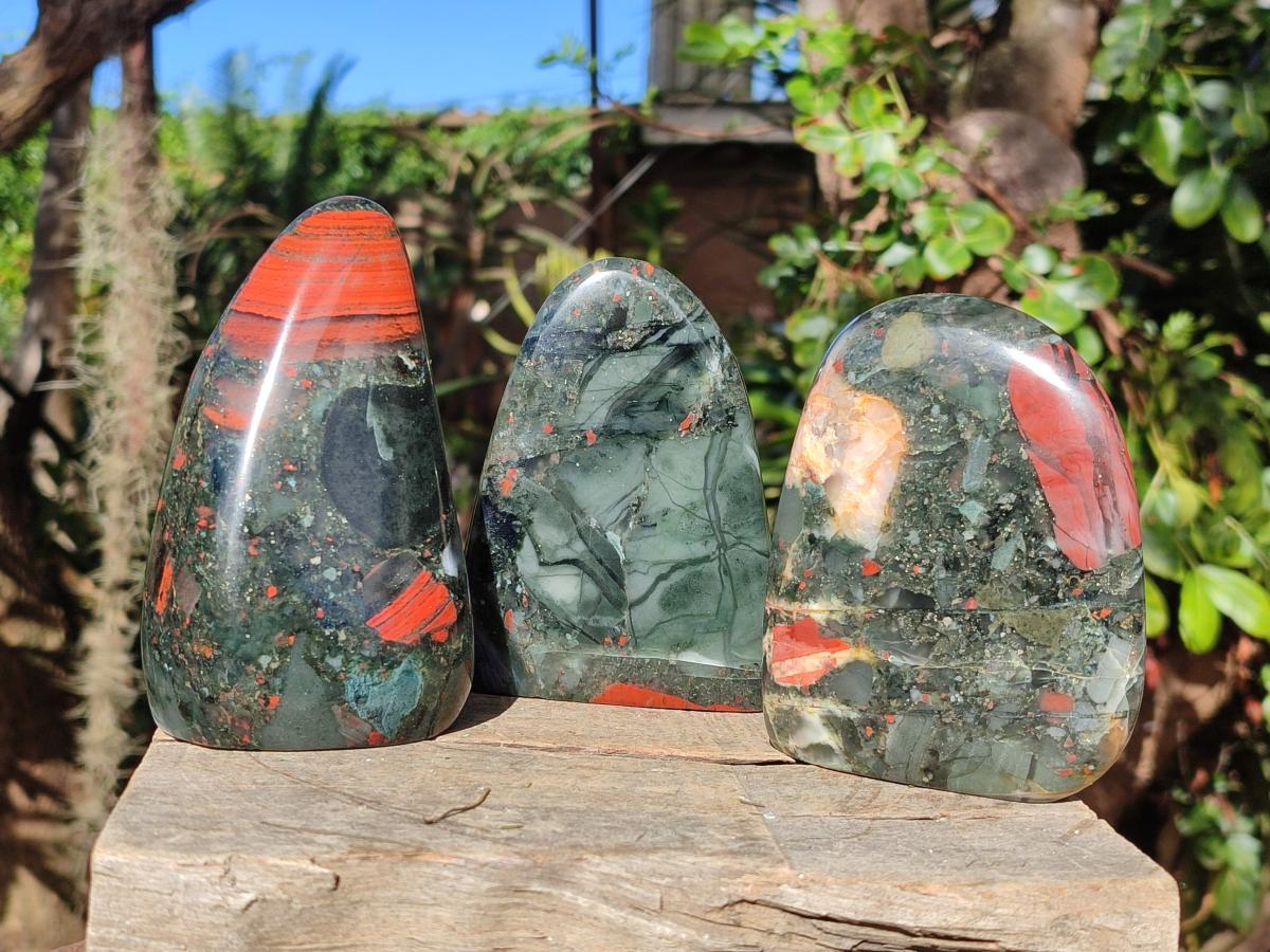 Polished Bloodstone Standing Display Pieces x 3 From Swaziland - Toprock Gemstones and Minerals 