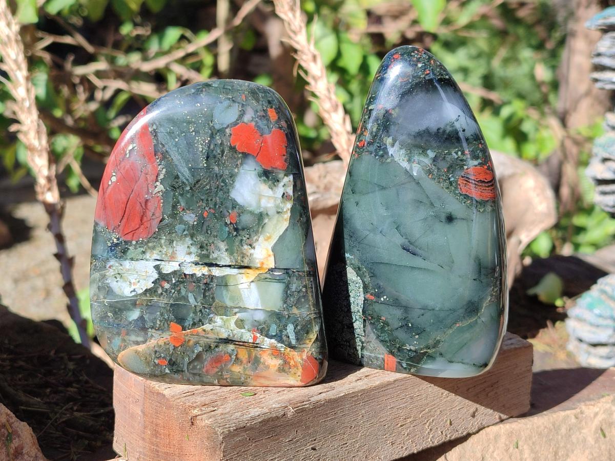 Polished Bloodstone Standing Display Pieces x 3 From Swaziland - Toprock Gemstones and Minerals 