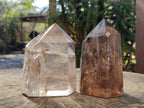 Polished Smokey Quartz Standing Display Crystals x 2 From Madagascar - Toprock Gemstones and Minerals 