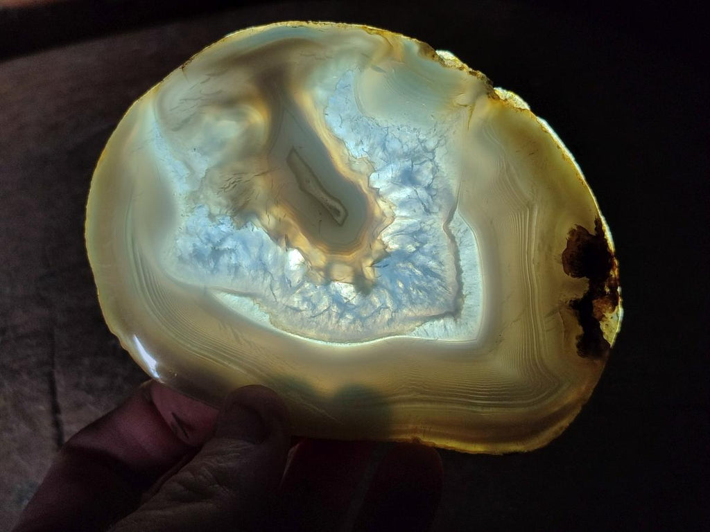 Polished and Natural Banded Agate Slices with Natural Edging x 6 From Madagascar - Toprock Gemstones and Minerals 