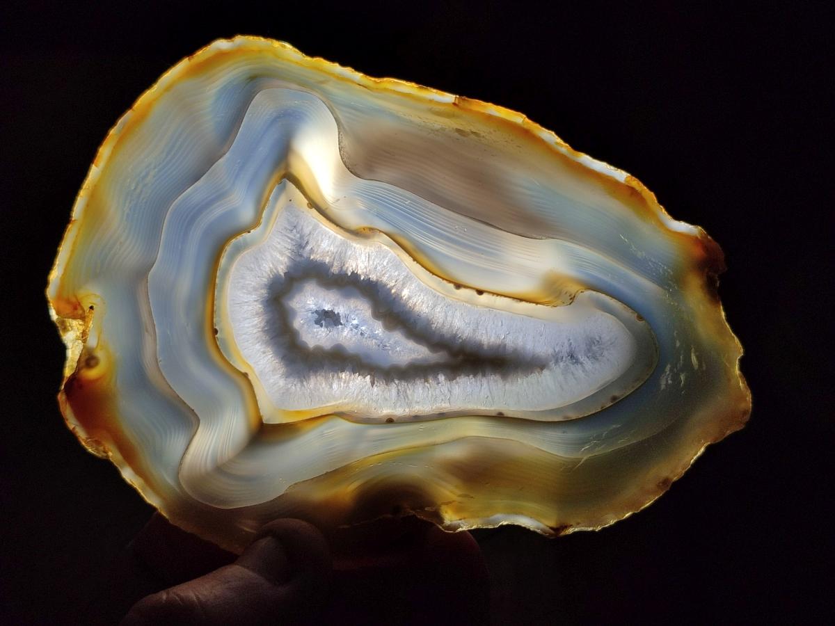 Polished and Natural Banded Agate Slices with Natural Edging x 6 From Madagascar - Toprock Gemstones and Minerals 