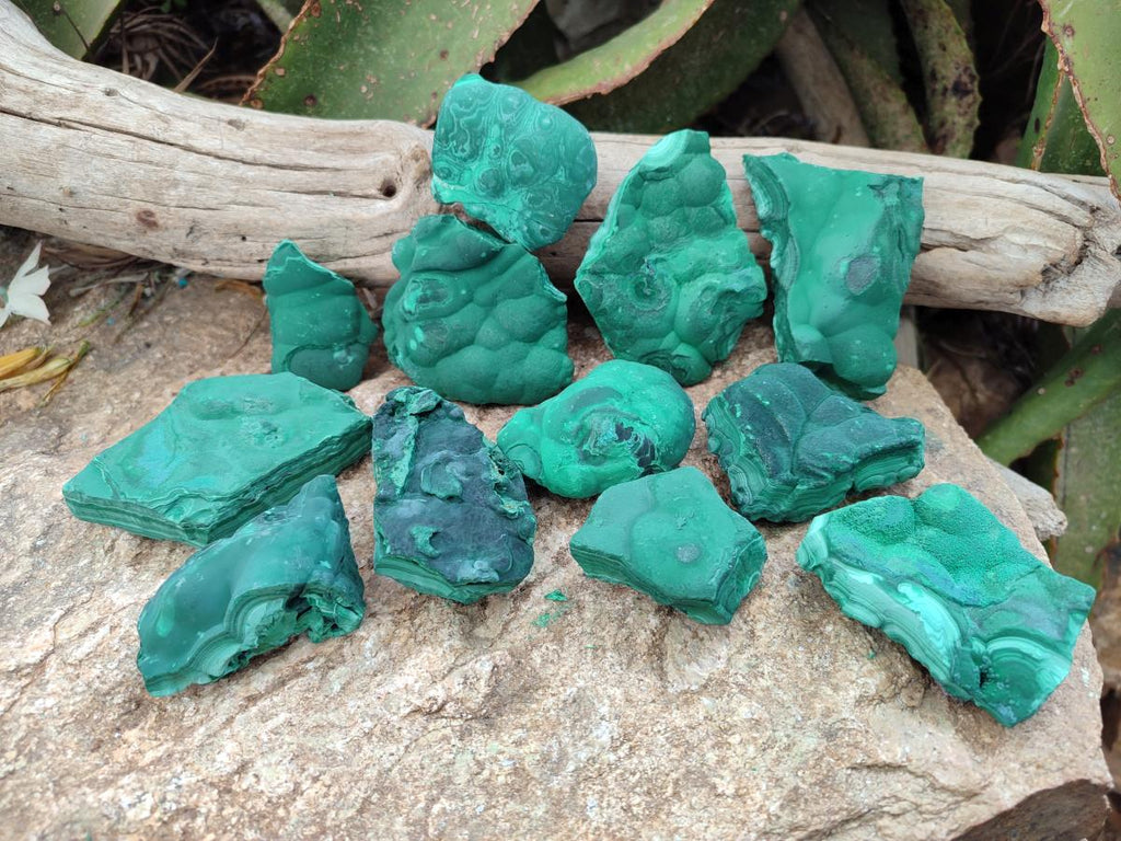 Natural Botryoidal Malachite Specimens x 12 From Congo - Toprock Gemstones and Minerals 