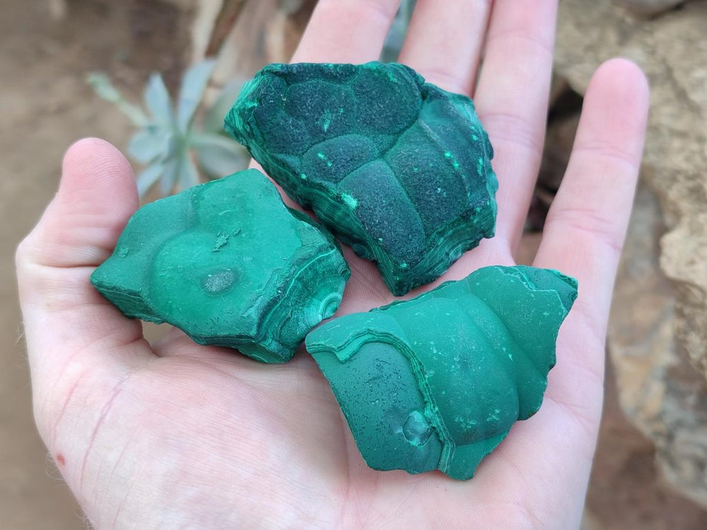 Natural Botryoidal Malachite Specimens x 12 From Congo - Toprock Gemstones and Minerals 