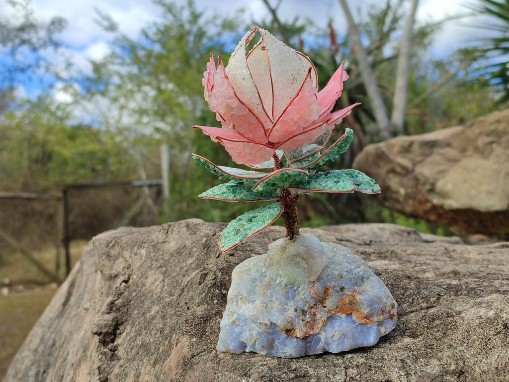 Hand Made Gemstone King Protea Flowers x 2 From South Africa - Toprock Gemstones and Minerals 