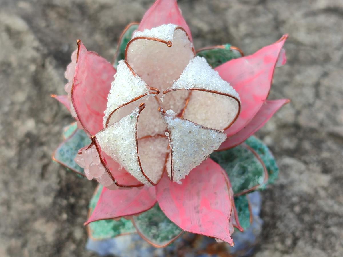 Hand Made Gemstone King Protea Flowers x 2 From South Africa - Toprock Gemstones and Minerals 