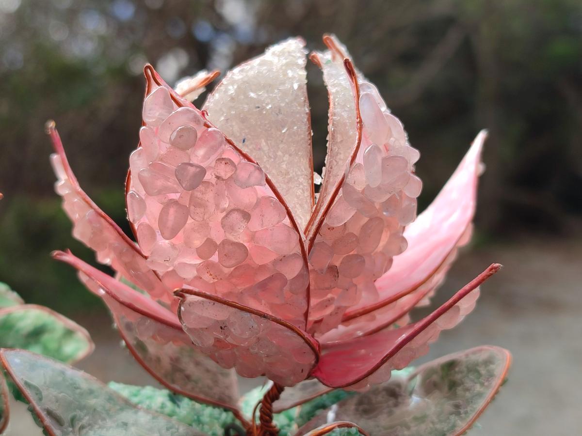 Hand Made Gemstone King Protea Flowers x 2 From South Africa - Toprock Gemstones and Minerals 