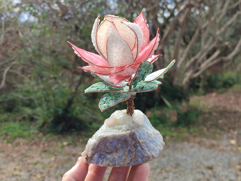 Hand Made Gemstone King Protea Flowers x 2 From South Africa - Toprock Gemstones and Minerals 