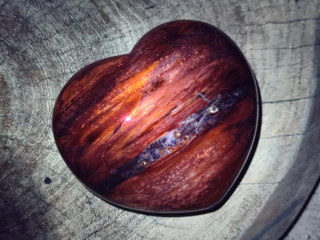 Polished Red Podocarpus Petrified Wood Hearts x 2 From Marovoay, Madagascar - Toprock Gemstones and Minerals 