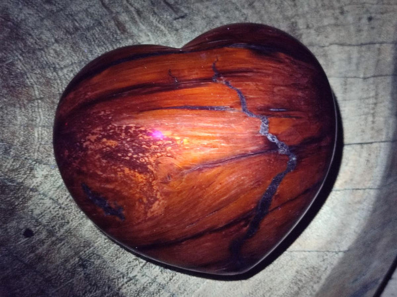 Polished Red Podocarpus Petrified Wood Hearts x 2 From Marovoay, Madagascar - Toprock Gemstones and Minerals 