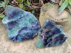Polished Watermelon Fluorite Slices with Natural Edging x 2 From Uis, Namibia - Toprock Gemstones and Minerals 
