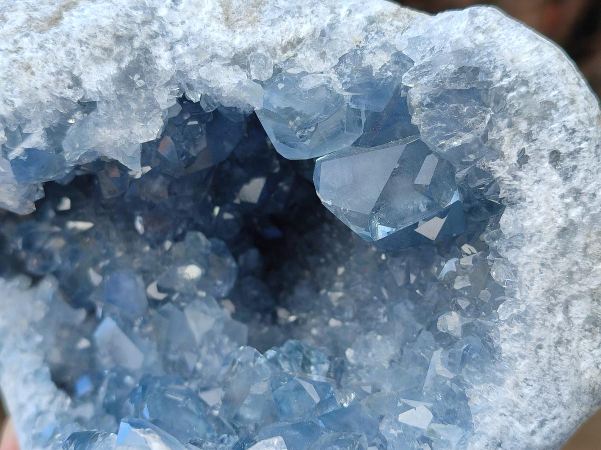 Natural Large Blue Celestite Geode Specimen x 1 From Sakoany, Madagascar - Toprock Gemstones and Minerals 