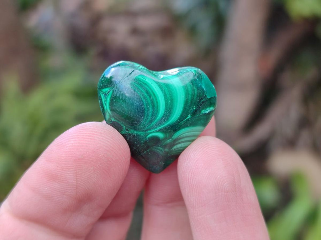 Polished Mini Flower Banded Malachite Jewellery Hearts x 43 From Congo - Toprock Gemstones and Minerals 