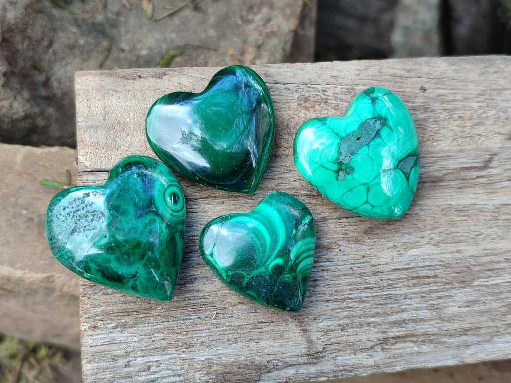 Polished Mini Flower Banded Malachite Jewellery Hearts x 43 From Congo - Toprock Gemstones and Minerals 