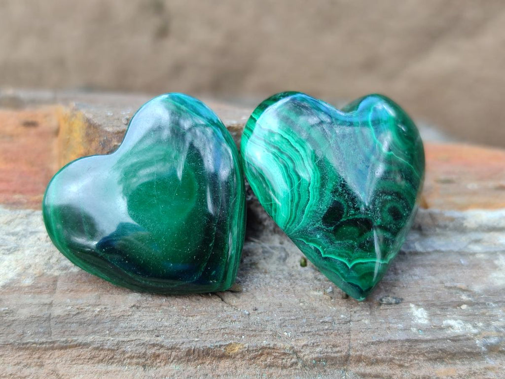 Polished Mini Flower Banded Malachite Jewellery Hearts x 43 From Congo - Toprock Gemstones and Minerals 