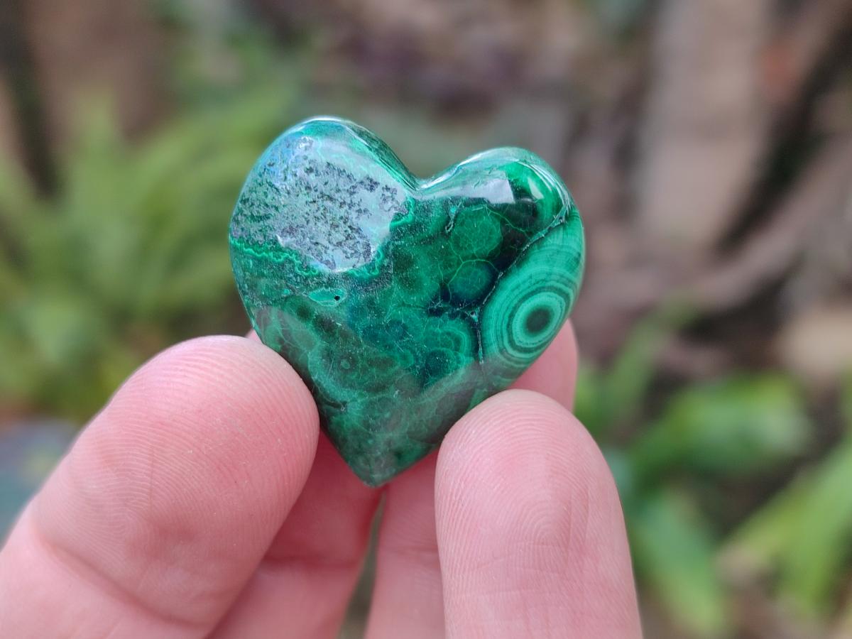 Polished Mini Flower Banded Malachite Jewellery Hearts x 43 From Congo - Toprock Gemstones and Minerals 