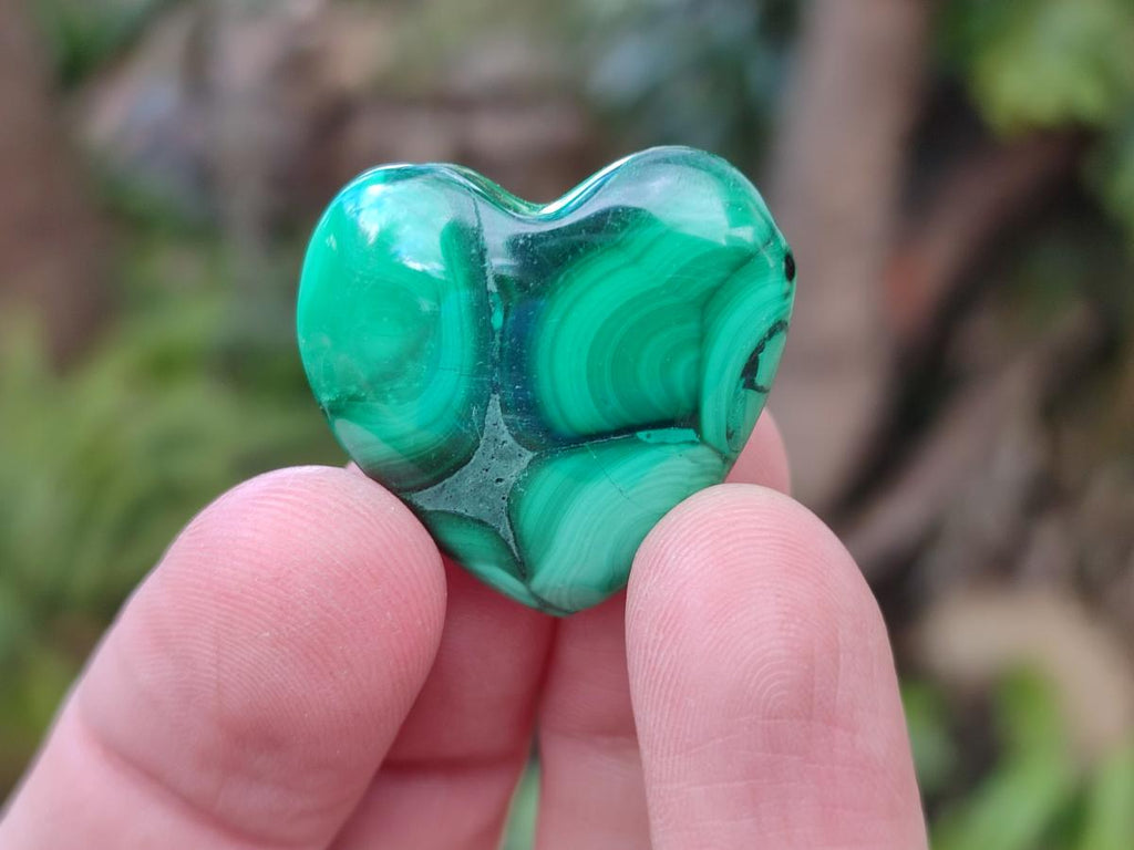 Polished Mini Flower Banded Malachite Jewellery Hearts x 43 From Congo - Toprock Gemstones and Minerals 
