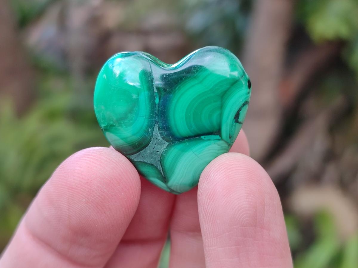 Polished Mini Flower Banded Malachite Jewellery Hearts x 43 From Congo - Toprock Gemstones and Minerals 