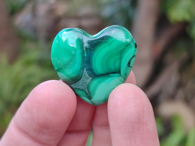 Polished Mini Flower Banded Malachite Jewellery Hearts x 43 From Congo - Toprock Gemstones and Minerals 