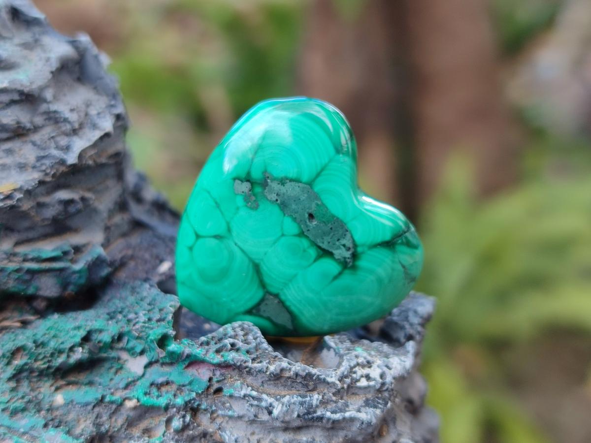 Polished Mini Flower Banded Malachite Jewellery Hearts x 43 From Congo - Toprock Gemstones and Minerals 