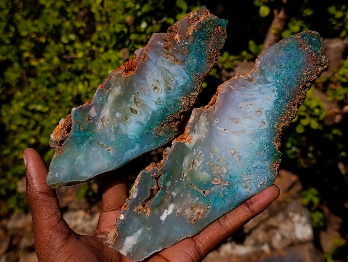Polished One Side Great Dyke Mtorolite Chrysoprase Slices x 6 From Great Dyke Mountain Range, Zimbabwe - Toprock Gemstones and Minerals 