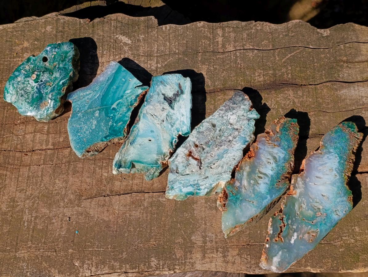 Polished One Side Great Dyke Mtorolite Chrysoprase Slices x 6 From Great Dyke Mountain Range, Zimbabwe - Toprock Gemstones and Minerals 