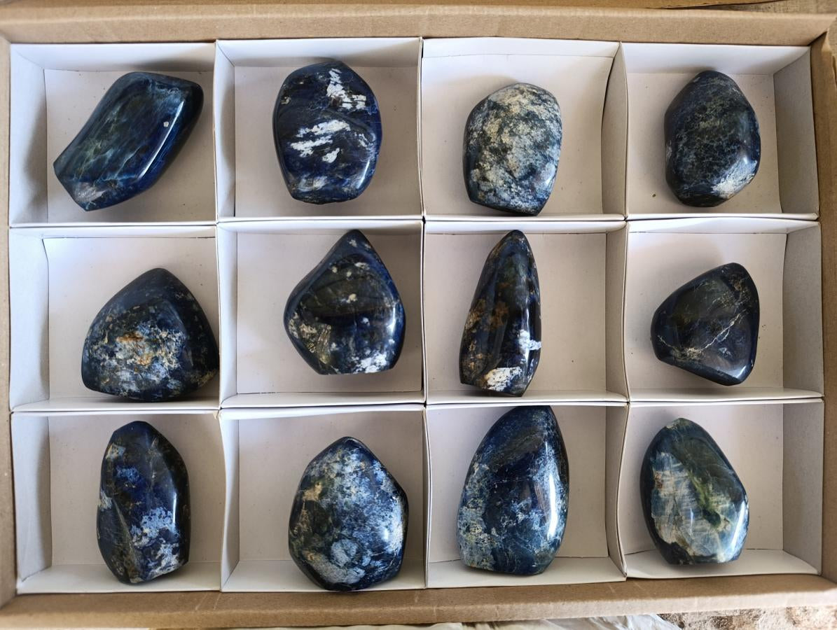 Polished Dumortierite Standing Display Pieces x 12 From Madagascar - Toprock Gemstones and Minerals 