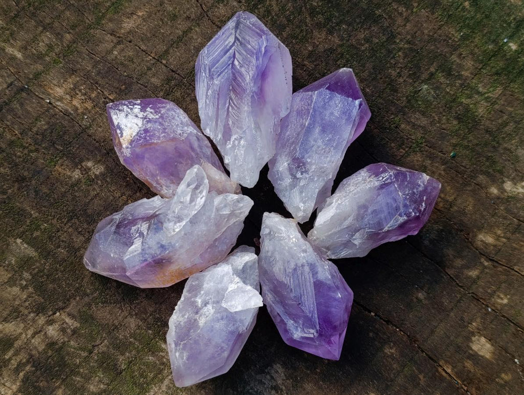 Natural Jacaranda Amethyst Single Crystals x 24 From Mumbwa, Zambia - Toprock Gemstones and Minerals 