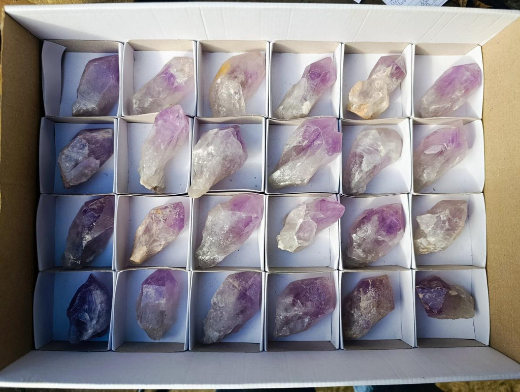 Natural Jacaranda Amethyst Single Crystals x 24 From Mumbwa, Zambia - Toprock Gemstones and Minerals 