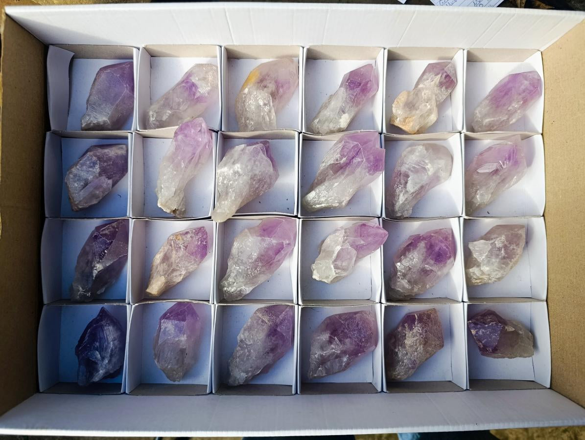 Natural Jacaranda Amethyst Single Crystals x 24 From Mumbwa, Zambia - Toprock Gemstones and Minerals 