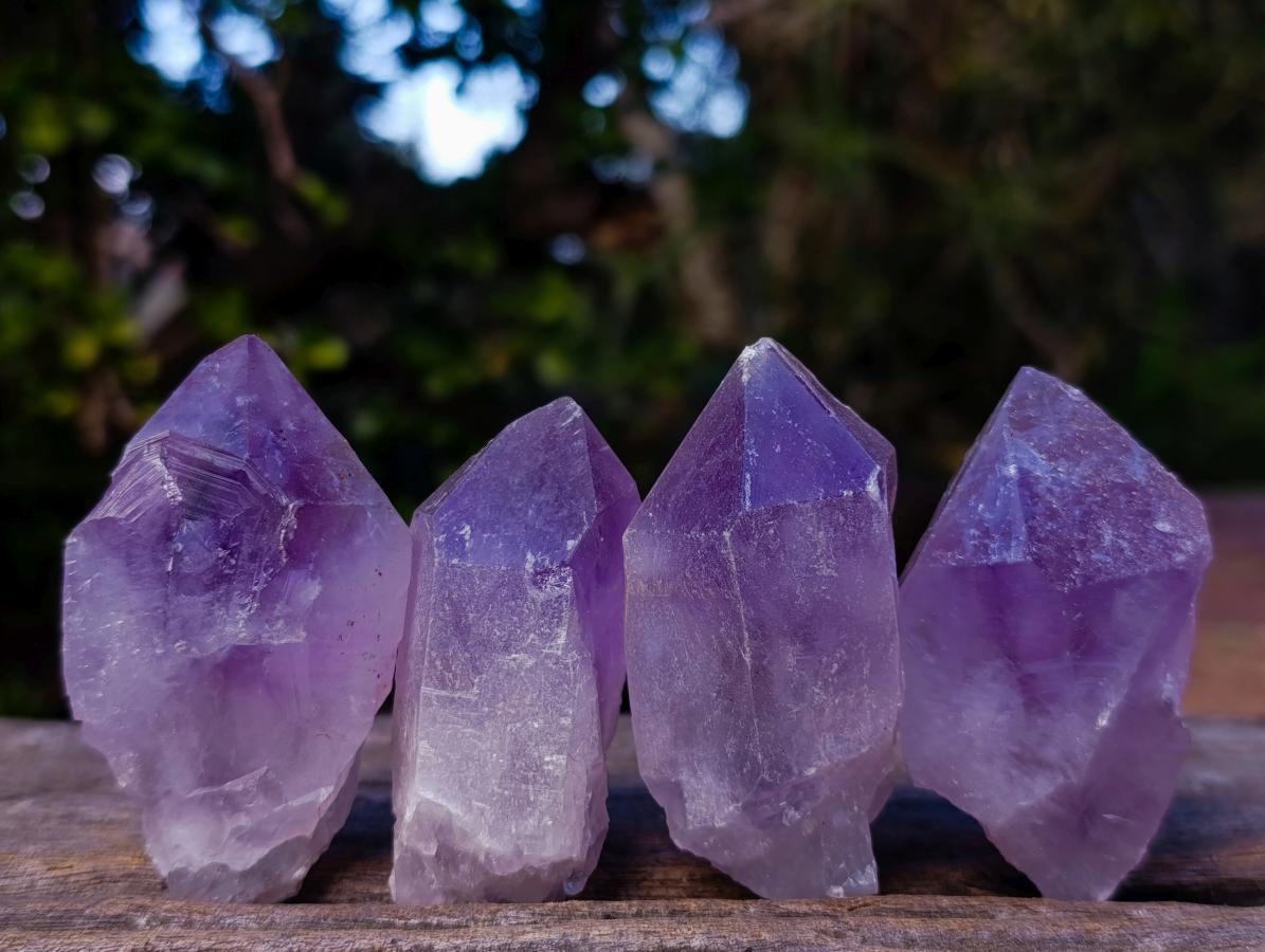 Natural Jacaranda Amethyst Single Crystals x 24 From Mumbwa, Zambia - Toprock Gemstones and Minerals 