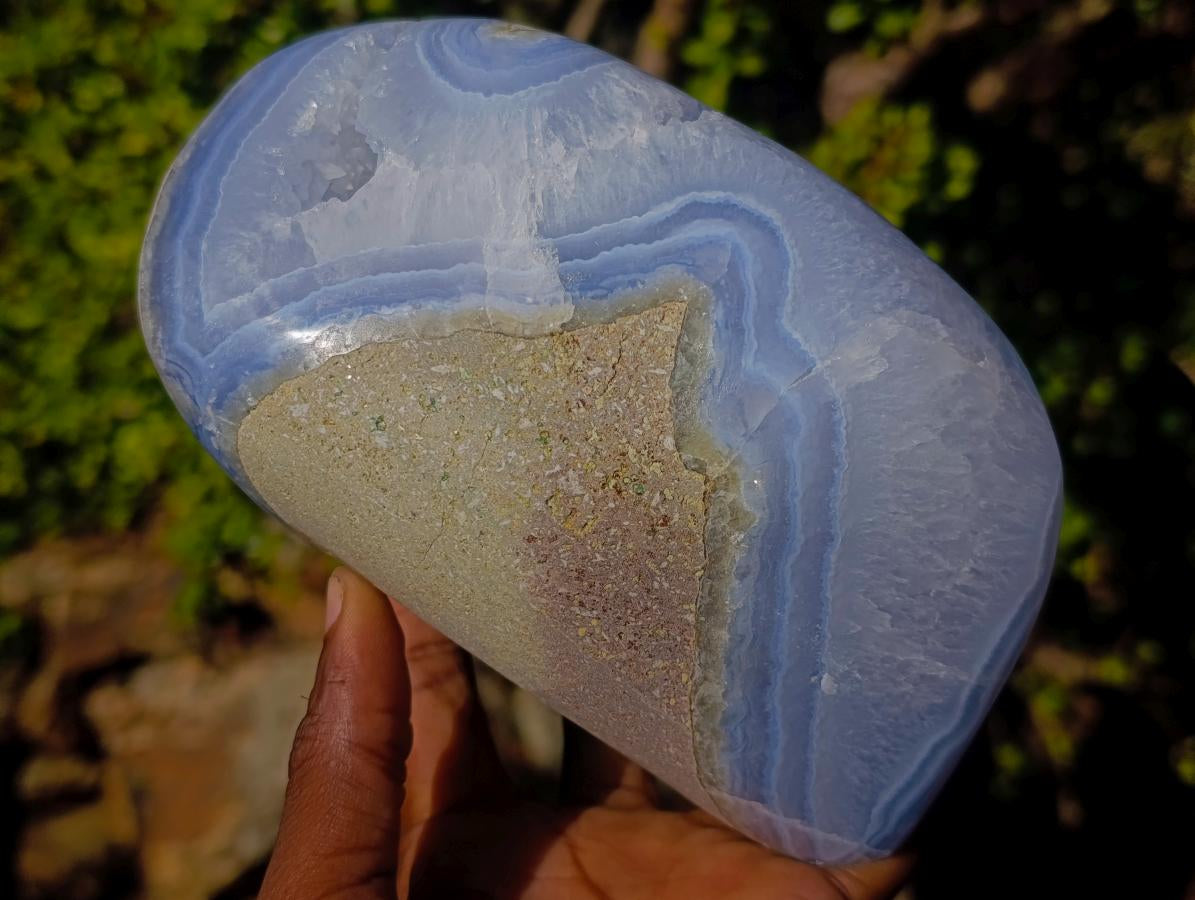 Polished and Natural Large Blue Lace Agate Standing Display Piece x 1 From Nsanje, Malawi - Toprock Gemstones and Minerals 