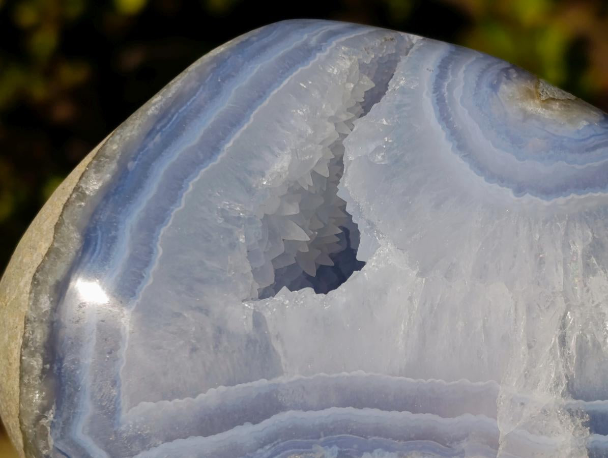 Polished and Natural Large Blue Lace Agate Standing Display Piece x 1 From Nsanje, Malawi - Toprock Gemstones and Minerals 