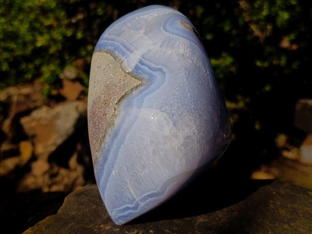 Polished and Natural Large Blue Lace Agate Standing Display Piece x 1 From Nsanje, Malawi - Toprock Gemstones and Minerals 