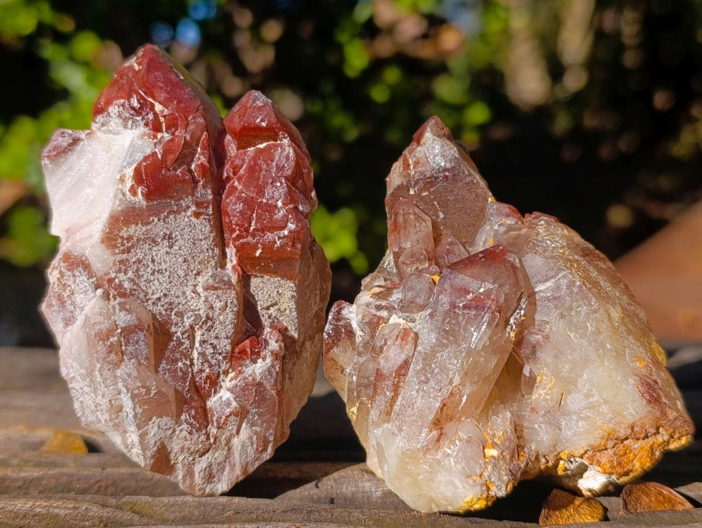 Natural Red Hematoid Quartz Crystal Clusters x 4 From Karoi, Zimbabwe - Toprock Gemstones and Minerals 