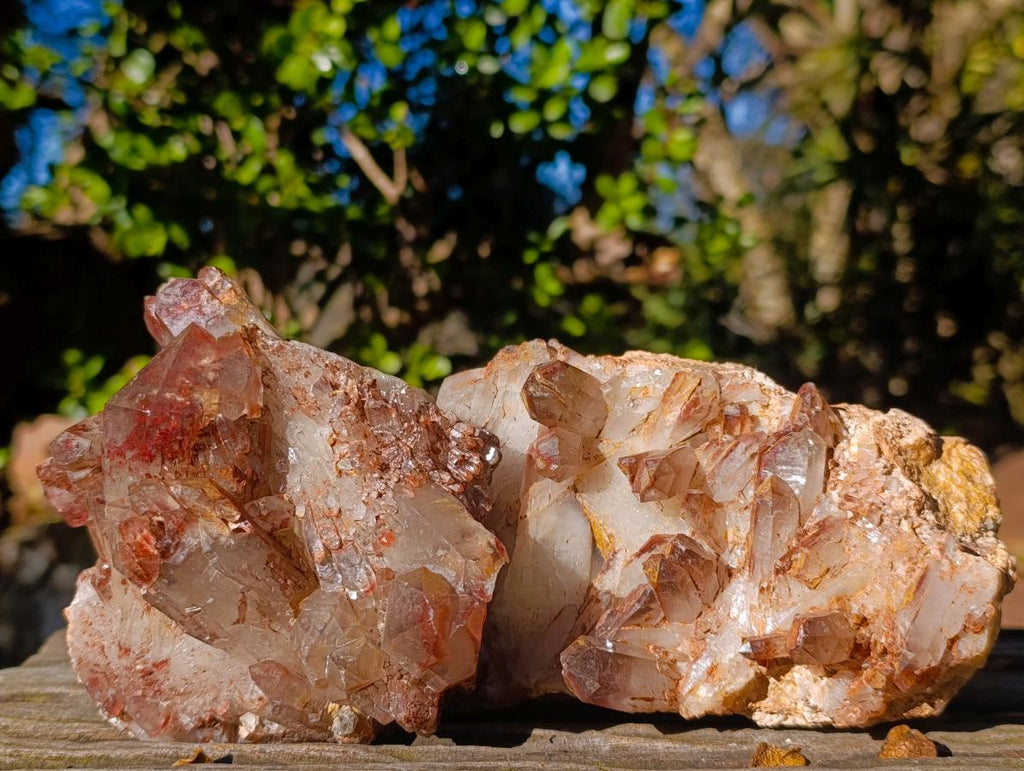 Natural Red Hematoid Quartz Crystal Clusters x 4 From Karoi, Zimbabwe - Toprock Gemstones and Minerals 