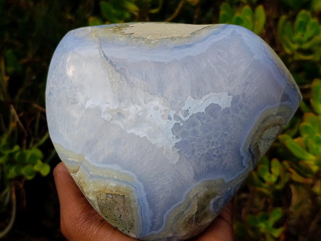 Polished and Natural Large Blue Lace Agate Standing Display Piece x 1 From Nsanje, Malawi - Toprock Gemstones and Minerals 