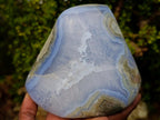 Polished and Natural Large Blue Lace Agate Standing Display Piece x 1 From Nsanje, Malawi - Toprock Gemstones and Minerals 