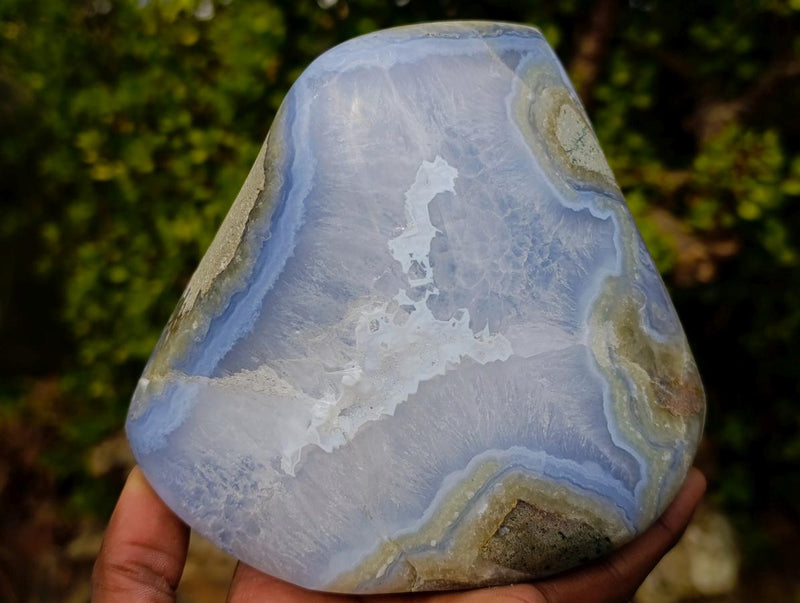 Polished and Natural Large Blue Lace Agate Standing Display Piece x 1 From Nsanje, Malawi - Toprock Gemstones and Minerals 