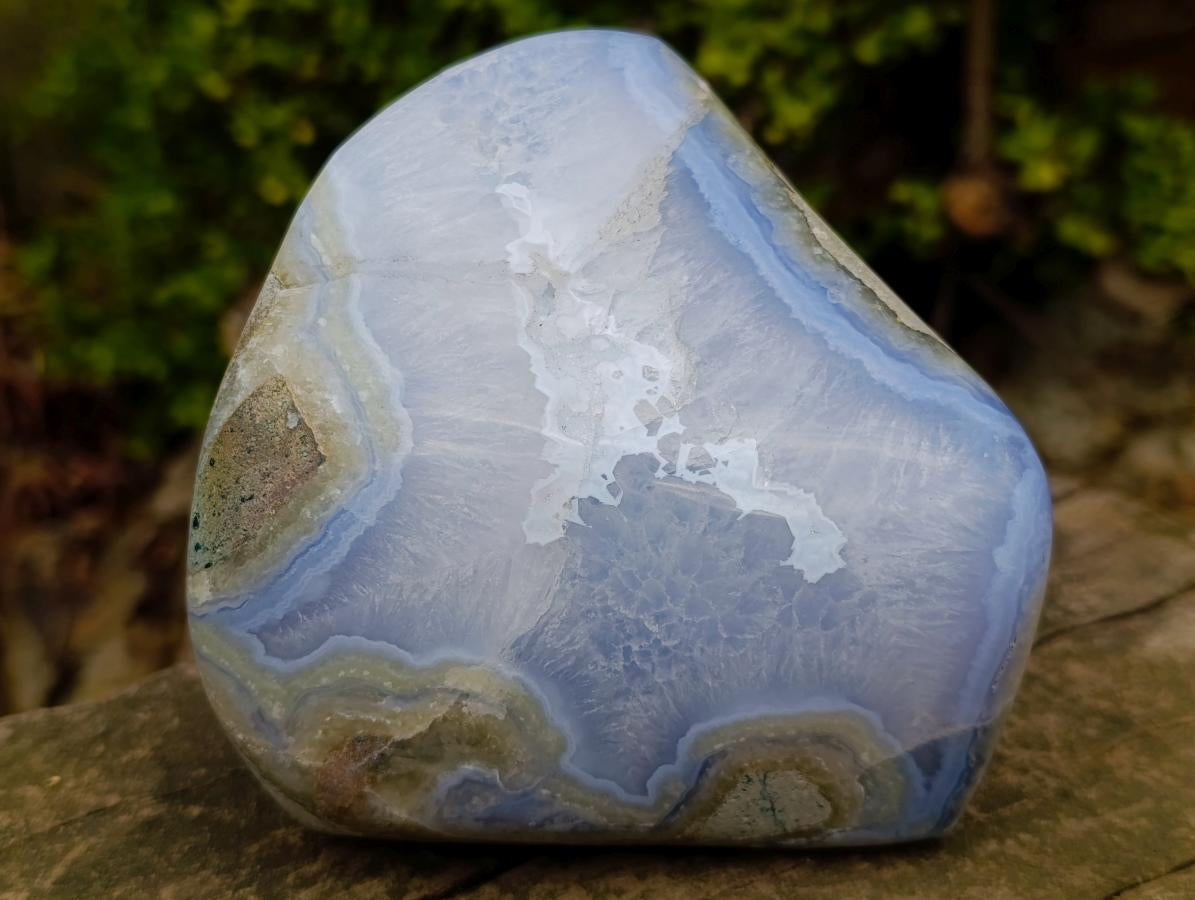 Polished and Natural Large Blue Lace Agate Standing Display Piece x 1 From Nsanje, Malawi - Toprock Gemstones and Minerals 