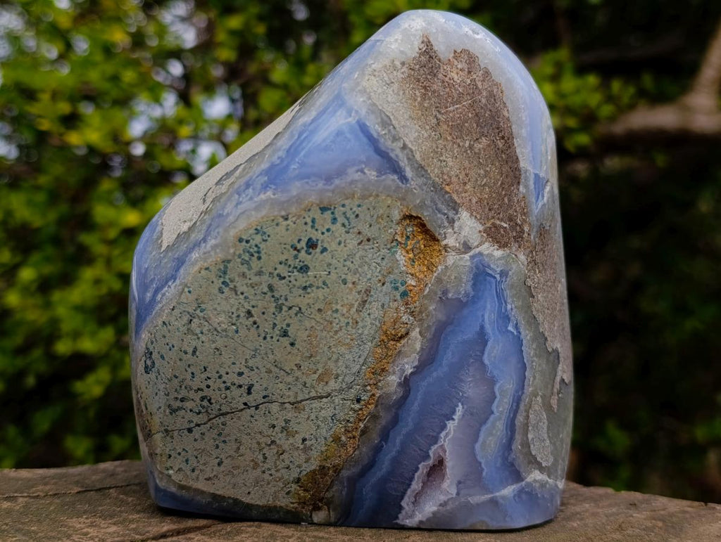 Polished and Natural Large Blue Lace Agate Standing Display Piece x 1 From Nsanje, Malawi - Toprock Gemstones and Minerals 