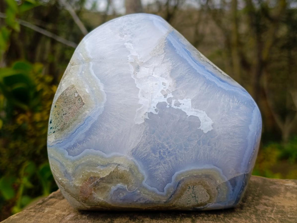 Polished and Natural Large Blue Lace Agate Standing Display Piece x 1 From Nsanje, Malawi - Toprock Gemstones and Minerals 