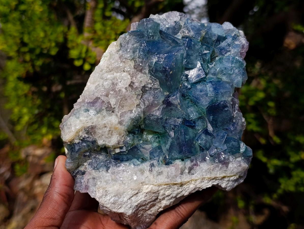 Natural Cabinet Size Green Cubic Fluorite Specimens x 3 From Mandrosonoro, Madagascar - Toprock Gemstones and Minerals 