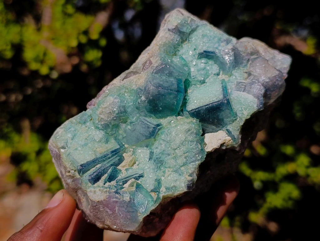 Natural Cabinet Size Green Cubic Fluorite Specimens x 3 From Mandrosonoro, Madagascar - Toprock Gemstones and Minerals 