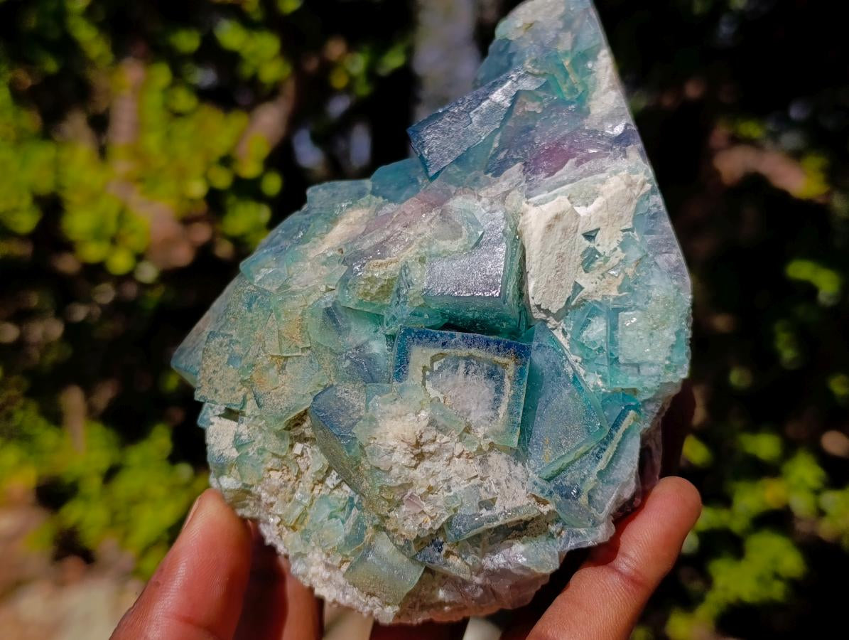 Natural Cabinet Size Green Cubic Fluorite Specimens x 3 From Mandrosonoro, Madagascar - Toprock Gemstones and Minerals 