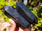 Polished Double Terminated Black Basalt Crystals x 4 From Madagascar - Toprock Gemstones and Minerals 