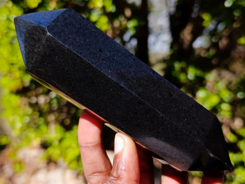 Polished Double Terminated Black Basalt Crystals x 4 From Madagascar - Toprock Gemstones and Minerals 