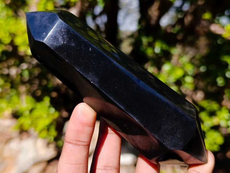 Polished Double Terminated Black Basalt Crystals x 4 From Madagascar - Toprock Gemstones and Minerals 