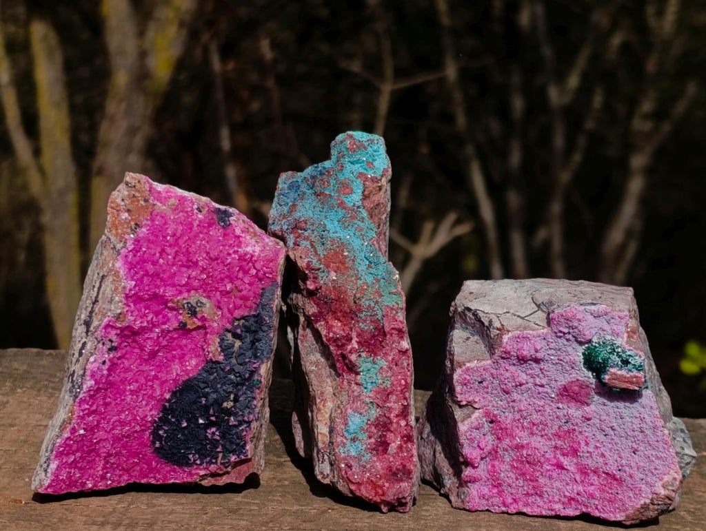 Natural Salrose Cobaltoan Dolomite Specimens with Associated Minerals x 3 From Kakanda, Congo - Toprock Gemstones and Minerals 
