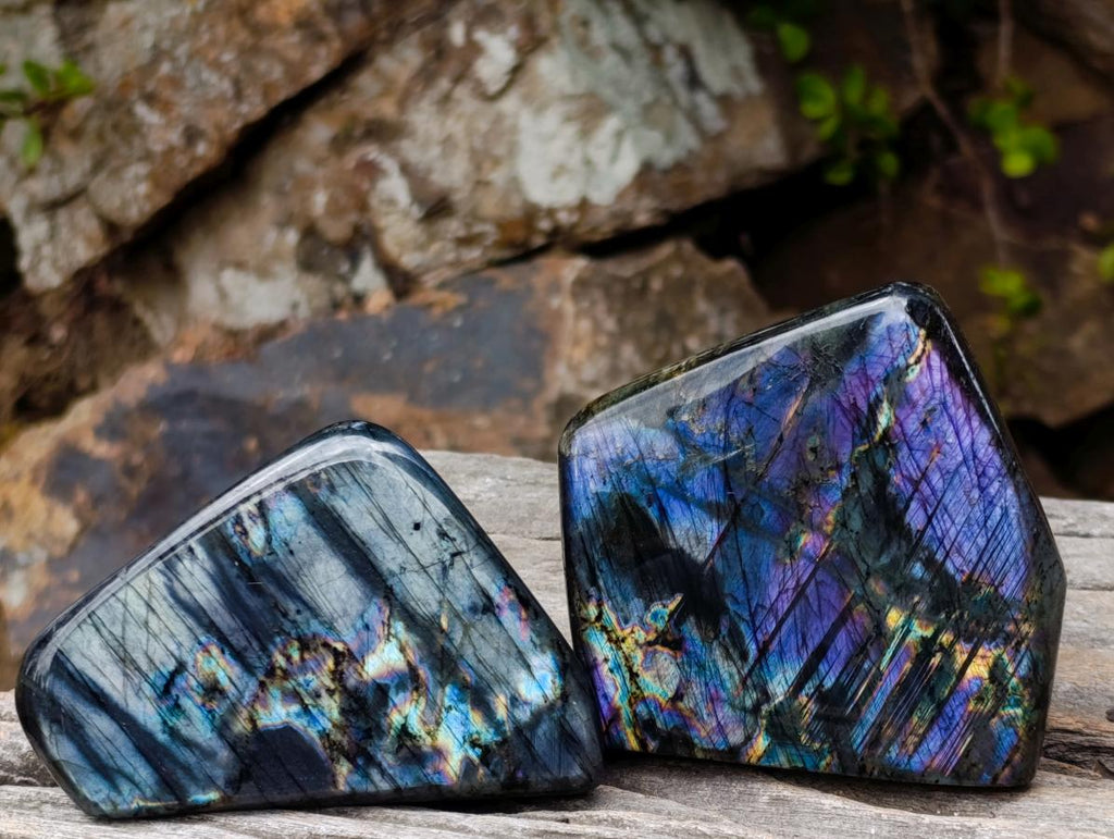 Polished Spectrolite Labradorite Standing Display Pieces x 4 From Madagascar - Toprock Gemstones and Minerals 